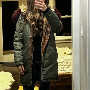 Nicole Benisti 3/4 length army green coat